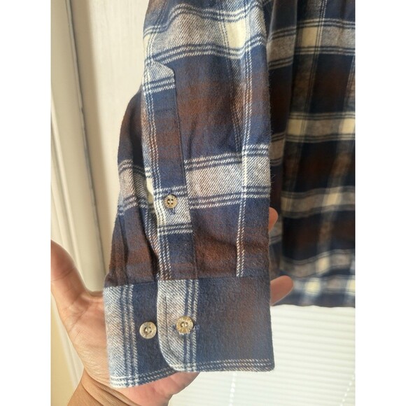 Lacoste Shirt Men 40 Regular Fit Blue Brown Plaid Flannel Cabin Country - Picture 3 of 9
